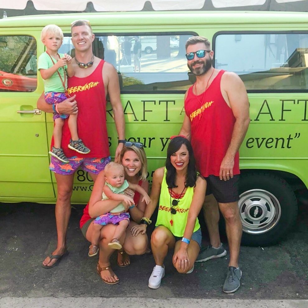 Craft and Draft co-owners Andrew Johnson (left) and Kellan Monroe celebrated the fifth anniversary of the opening of their Devine Street tasting room and bottle shop last month with their families and a few hundred close friends with a beach-themed party. (Photo/Provided)