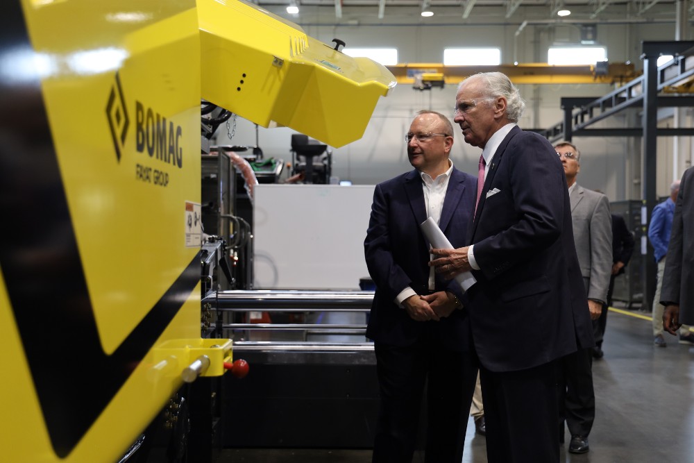 Brian Bieller, president of BOMAG Americas, and South Carolina Governor Henry McMaster tour BOMAG Americas in Ridgeway, S.C. on July 18. (Photo/BOMAG Americas)
