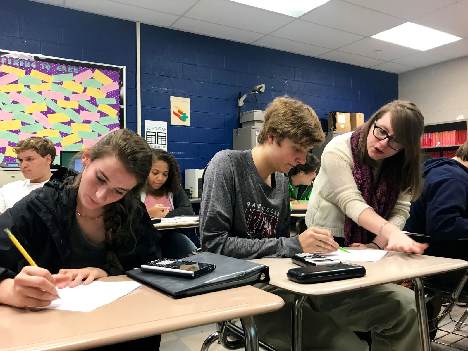 Alison Schriro (right), a math teacher at Dreher High School, is in her second year of the three-year Carolina Teacher Induction Program, which provides support to recent USC education graduates. (Photo/University of South Carolina)