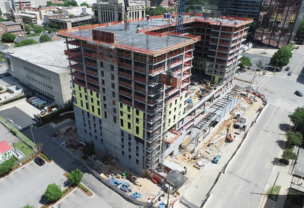Developers recently celebrated the topping off of The Standard, a 17-story, 441,980-square-foot housing tower in downtown Columbia at the corner of Assembly and Washington streets. (Photo/Provided)
