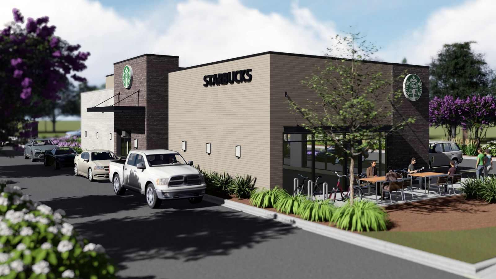 A new Starbucks location set to open at 2509 Forest Drive in August will include a Community Store, which will provide education and workforce training. (Rendering/Provided)