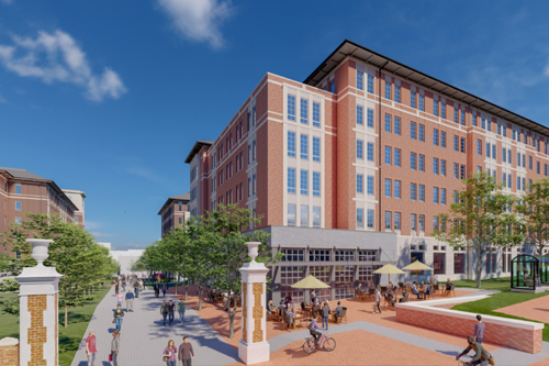 Phase One of Campus Village, a $210 million, mixed-use student housing development on the south end of the University of South Carolina campus, is slated to open in 2023. (Rendering/Provided)