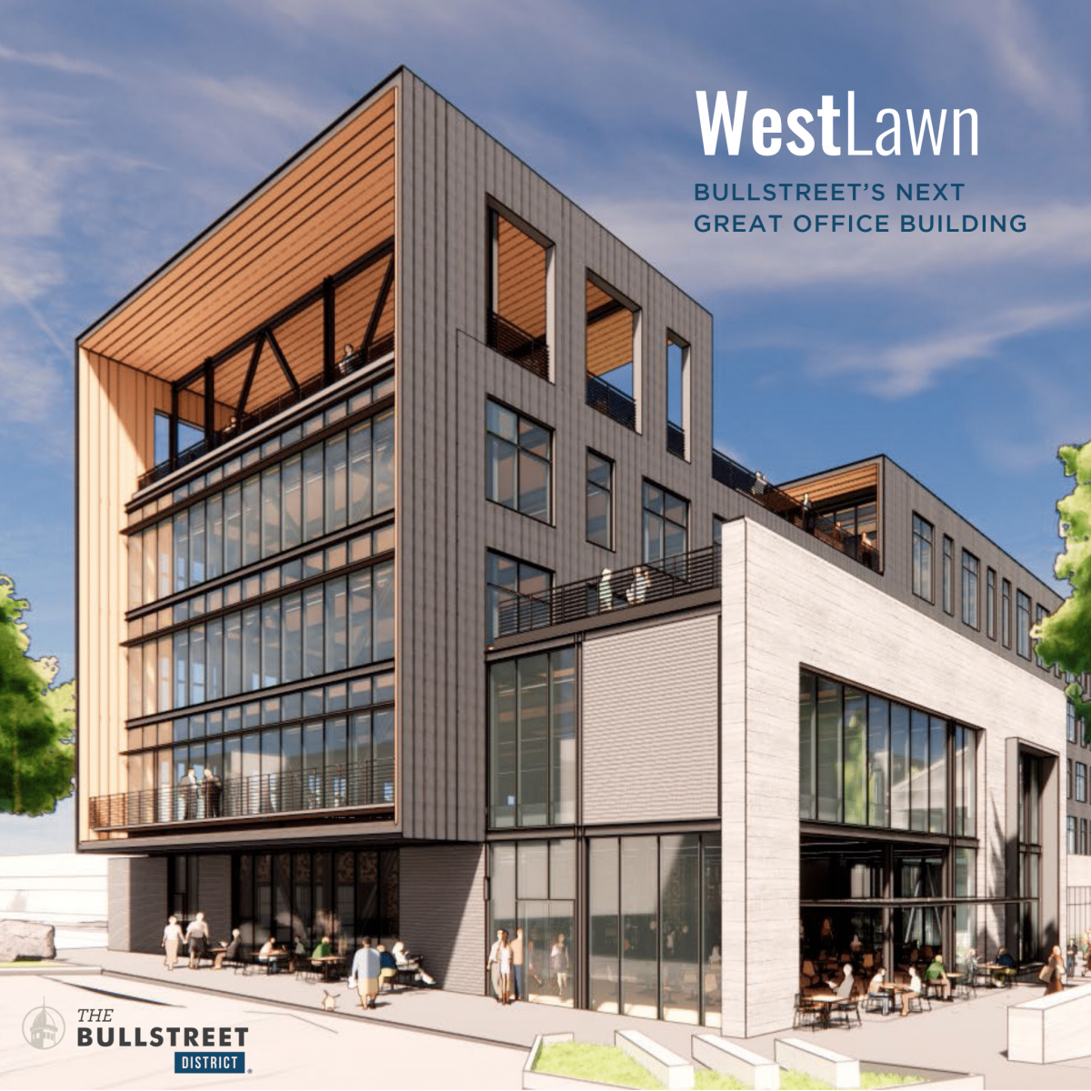The 79,000-square-foot WestLawn building will include office and retail space and be constructed of cross-laminated timber. (Rendering/Provided)
