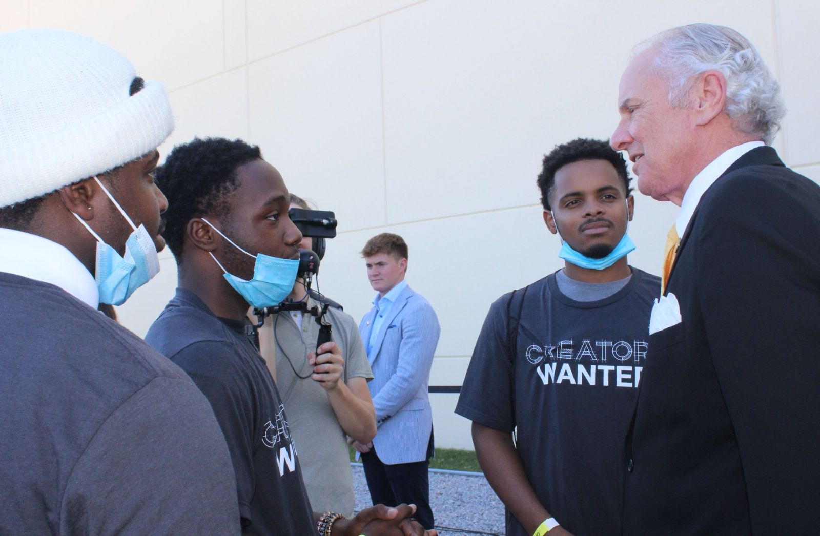S.C. Gov. Henry McMaster talks with a group of young people interested in potential manufacturing careers at the Creators Wanted workforce event at Nephron. (Photo/Christina Lee Knauss)