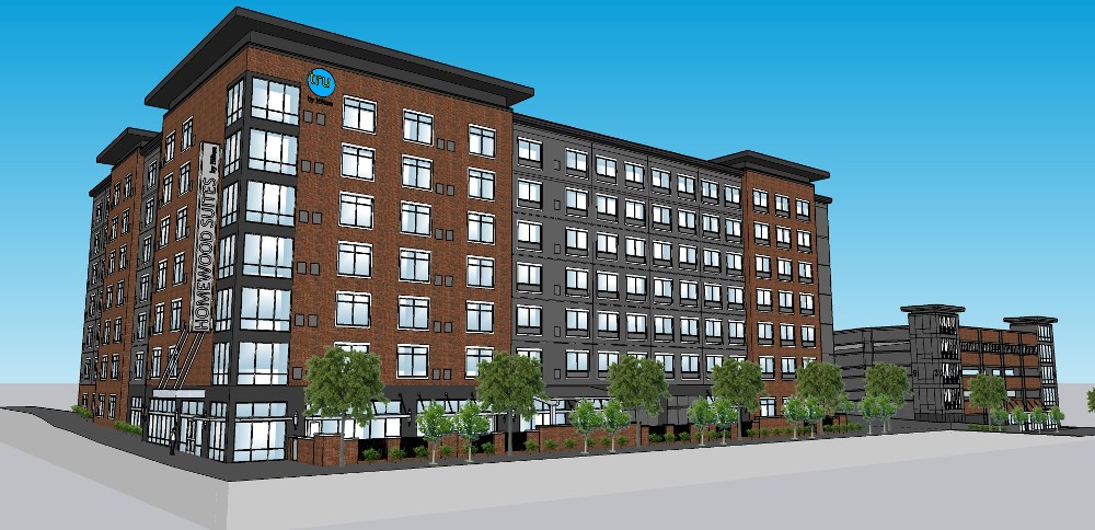  A combined Homewood Suites and Tru Hotel will be built at the corner of Gervais and Williams streets. (Rendering/provided)