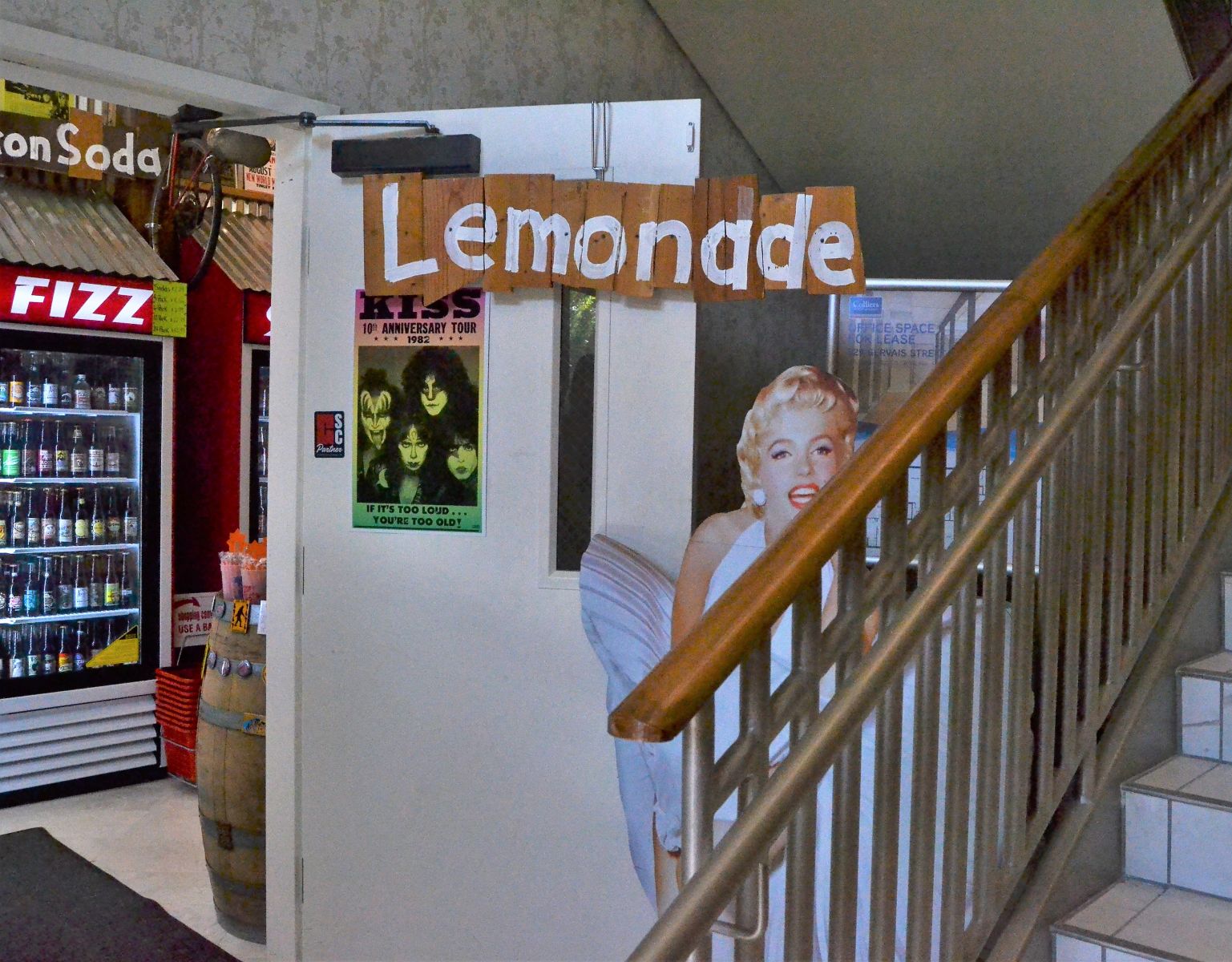 A cutout of Marilyn Monroe greets visitors to candy and soda shop Rocket Fizz. (Photo/Melinda Waldrop) 