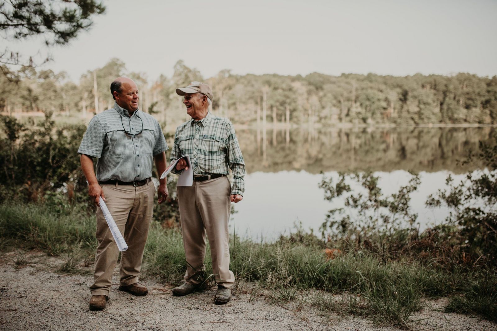 Tombo Milliken (left) and Tom Milliken scout property in Fairfield County for NAI Columbia. The father-son duo has been behind many of the biggest commercial real estate deals in the Midlands and beyond. (Photo/Ashley Wright for NAI Columbia)
