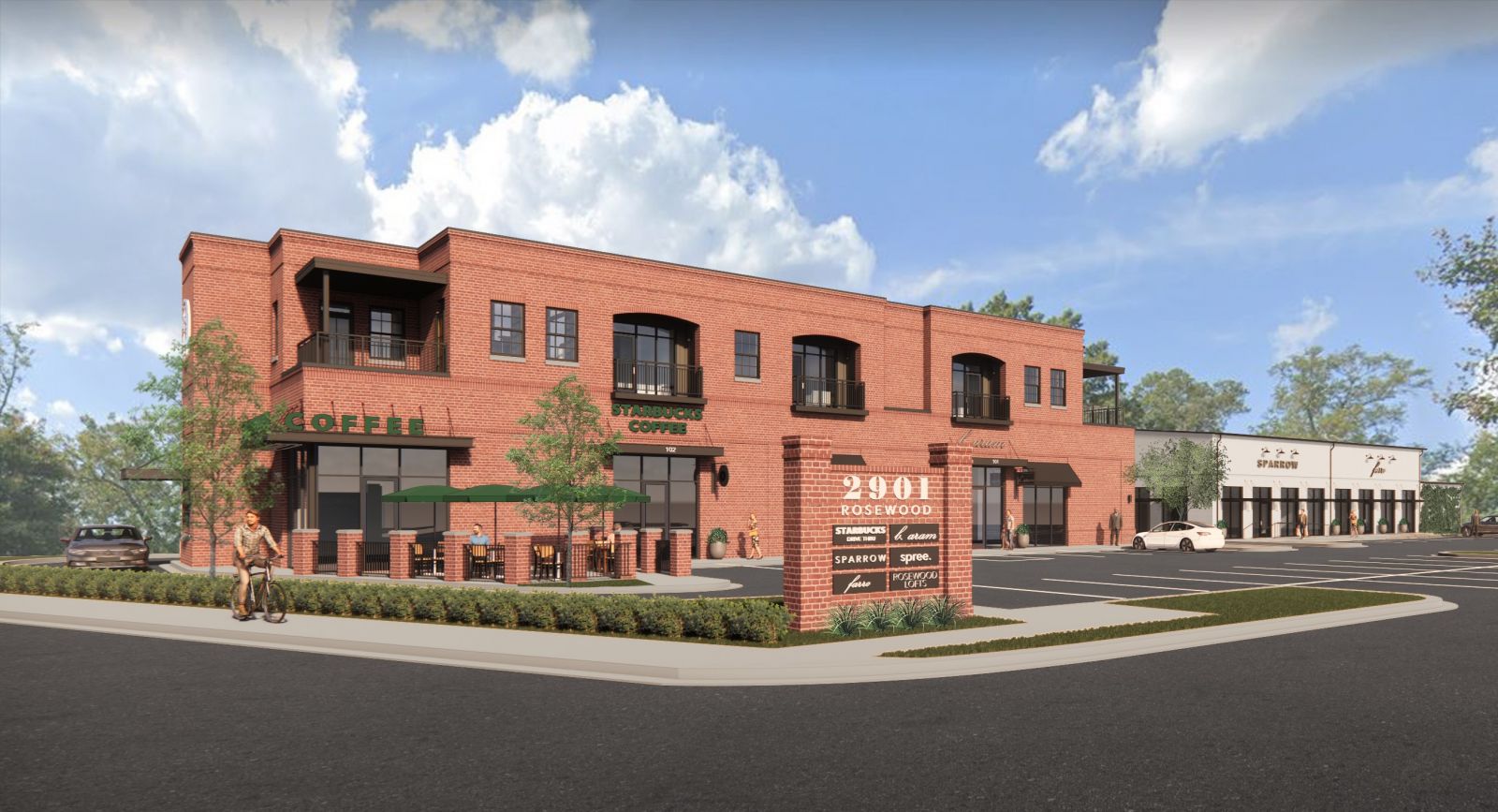 A new project spearheaded by Cason Development Group will transform the former Rosewood Church property into a mixed-use development including 52 apartments.  (Rendering/Provided)