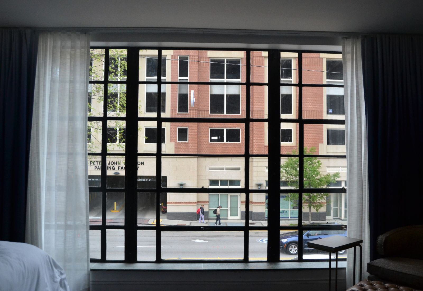 A large window in Hotel Trundle's master suite offers an expansive view of Taylor Street. (Photo/Melinda Waldrop)