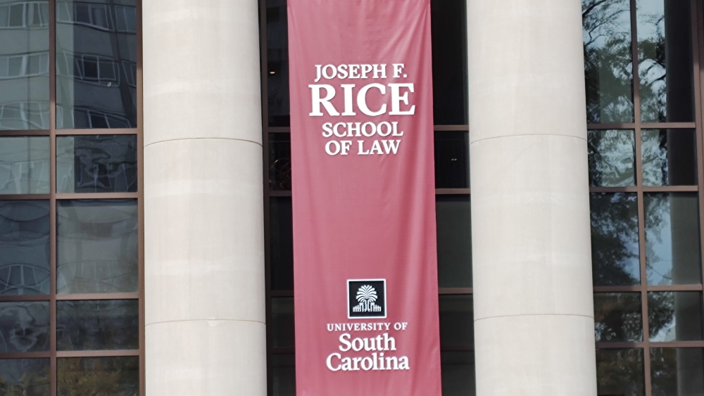 The University of South Carolina unveiled a new sign for the Joseph F. Rice School of Law at a ceremony Nov. 10. (Photo/Christina Lee Knauss)