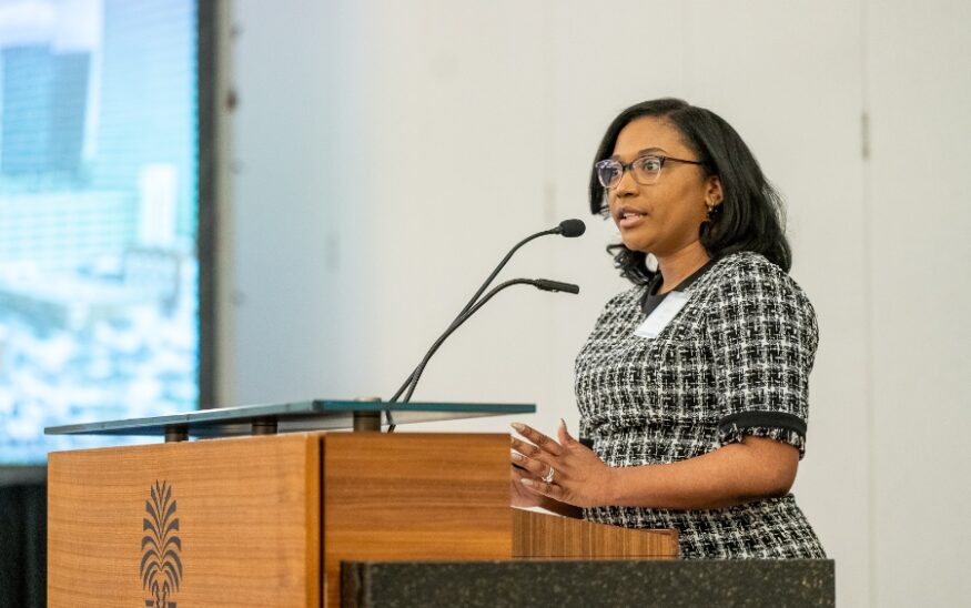 Richland County Council Chair Jesica Mackey speaks during the Richland County Economic Development Office’s Annual Report Breakfast at the USC Alumni Center. (Photo/Richland County Economic Development Office)
