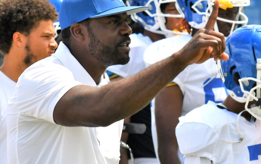Former National Football League wide receiver and Carolina Panthers assistant wide receivers coach Jerricho Cotchery has been named as the new head of Limestone University’s football team. (Photo/Limestone University)